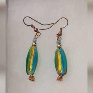 3/$21 Blue & yellow glass earrings